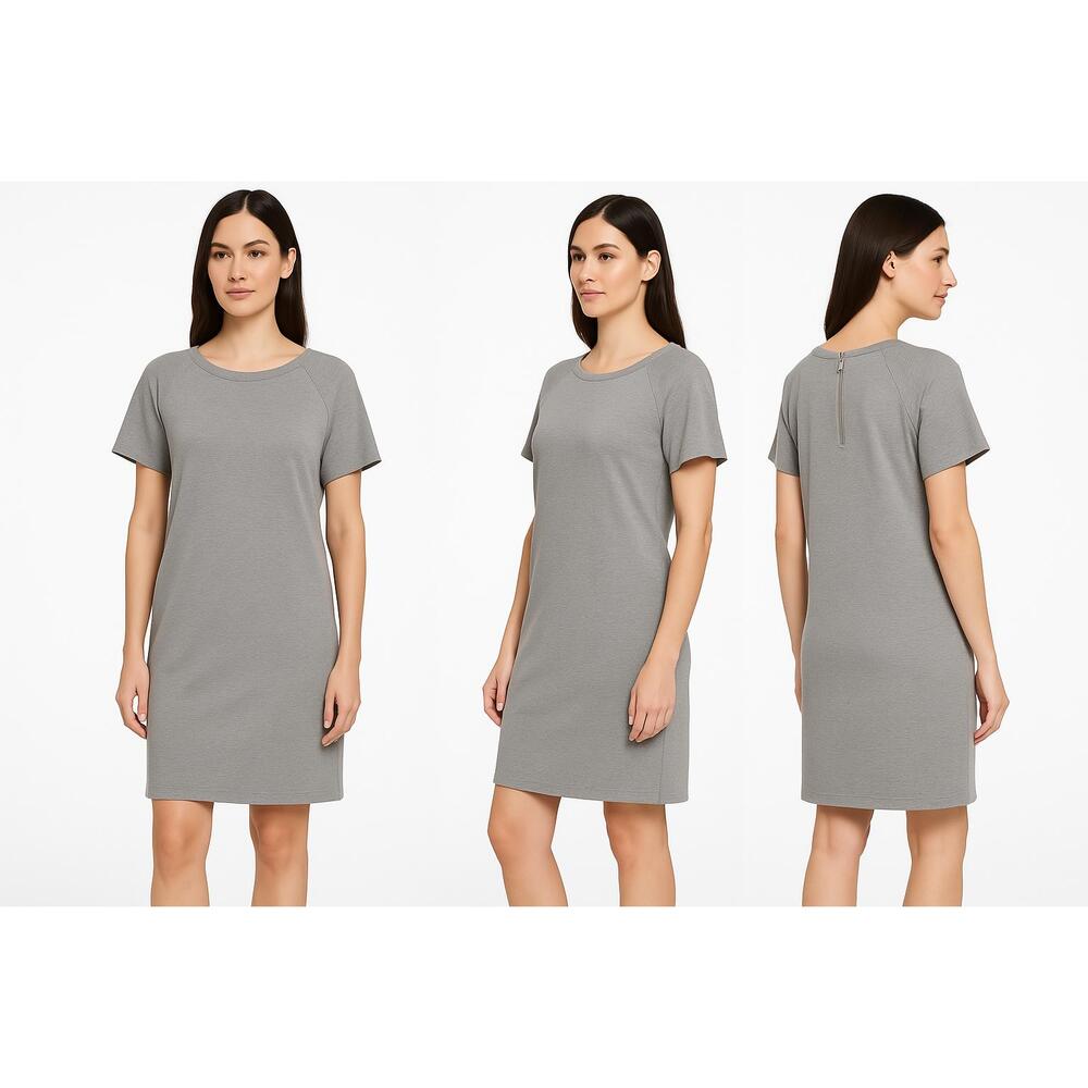 Michael Kors Gray Round Neck Short Sleeves Knee Length Dress‎ Womens Size Large